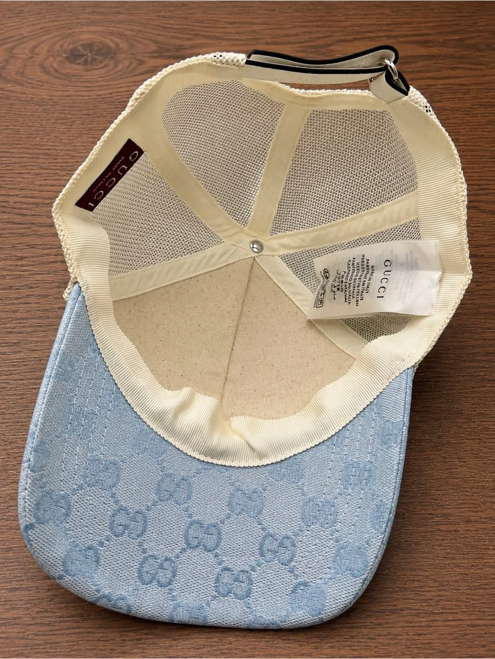 Gucci GG Monogram Mesh Back Baseball Cap Blue - Size M